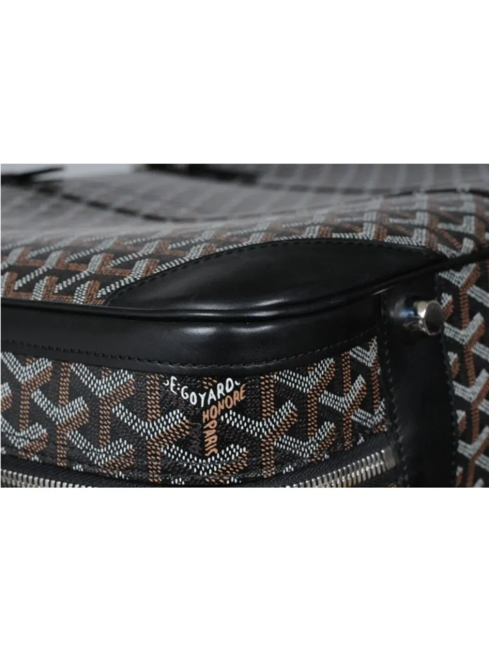 Goyard Black Goyardine Canvas Leather Majordome 60 Travel Trunk Luggage Bag